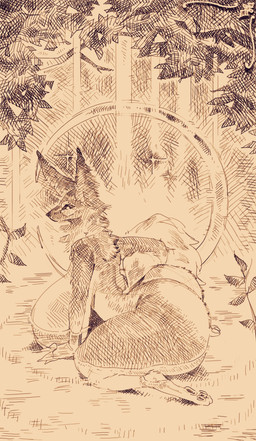 anthro big_breasts big_butt breasts butt ears_up female fluffy fluffy_tail fur holding_tail huge_breasts huge_butt leaf looking_at_viewer nature neck_tuft nude partially_submerged pawpads plant sitting sitting_in_water solo sparkles tail tuft honhearthy canid canine canis mammal wolf 2024 absurd_res cross-hatching hatching_(art) hi_res monochrome shaded