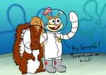 anthro brown_body brown_fur buckteeth clothed clothing dialogue diving_helmet duo female feral flower flower_cloud_(spongebob) fur male open_mouth plant smile teeth text gglloooopp nickelodeon soyjak spongebob_squarepants sandy_cheeks squirreljak mammal rodent sciurid tree_squirrel crossover digital_media_(artwork) english_text meme