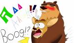 anthro blush duo horn humor joke male male/male sex simple_background surprise thrust klr-rio dreamworks open_season boog_(open_season) elliot_(open_season) bear deer mammal absurd_res hi_res meme sketch