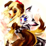 accessory anthro bell blonde_hair blue_eyes blush bodily_fluids bow_(feature) bow_accessory bow_ribbon breast_fondling breast_play breasts brown_body brown_eyes brown_fur collar duo fangs female fondling fur grope hair hair_accessory hair_bow hair_ribbon hand_on_breast hug pawpads paws ribbons tail tears teeth white_hair tetetor-oort karin_(tetetor-oort) marie_(tetetor-oort) canid canine canis domestic_cat domestic_dog felid feline felis mammal 1:1 2008