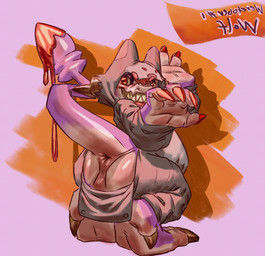 anthro anus balls butt clothing colored_nails costume genitals halloween_costume holidays male nails pose raised_tail tail wolf_costume lunarflux halloween scalie digital_media_(artwork) hi_res pinup