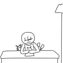 anthro clothed clothing female male paper plushie the_weaver toybox_pals anon colt_(weaver) mr._bun-bun_(toybox_pals) equid equine horse human lagomorph leporid mammal rabbit comic monochrome