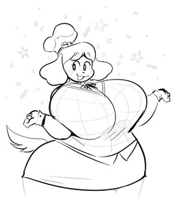 anthro big_breasts breasts clothing female shirt simple_background solo topwear white_background ridiculouscake animal_crossing nintendo isabelle_(animal_crossing) canid canine canis domestic_dog mammal shih_tzu toy_dog 2026