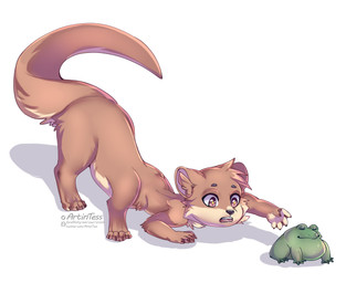 femboy male playful playful_expression silly solo sparkles sparkling_eyes artintess nova_(otterlynova) amphibian frog mammal mustelid otter taur absurd_res hi_res