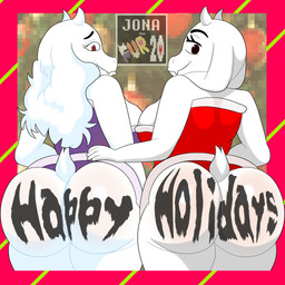 alternate_universe anthro butt christmas_clothing clothed clothing duo female female/female fur hair holidays horn looking_at_viewer mature_female simple_background smile tail white_body white_fur jonathefur20 thewill christmas under(her)tail undertale undertale_(series) toriel tutori animal_humanoid boss_monster_(undertale) bovid bovid_humanoid caprine caprine_humanoid goat goat_humanoid humanoid mammal mammal_humanoid absurd_res digital_media_(artwork) hi_res