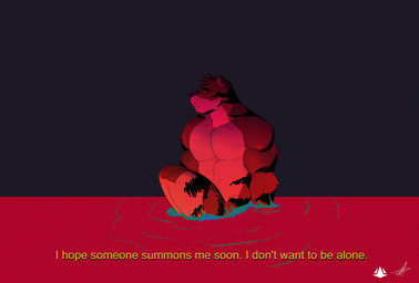 anthro fake_screencap fur light male male_anthro mouth_closed muscular muscular_anthro muscular_male partially_submerged red_water sitting solo striped_body striped_fur stripes text yellow_text melaisen ramiro_(melaisen) felid mammal pantherine tiger 2020 absurd_res digital_drawing_(artwork) digital_media_(artwork) hi_res lighting red_theme