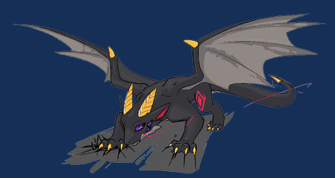 2_horns 6_eyes ambiguous_gender black_body black_sclera claws feral front_view frown growling horn long_tail markings membrane_(anatomy) membranous_wings multi_eye purple_eyes raised_wings red_markings scowl simple_background solo spade_tail tail wing_claws wings gagaga_ram european_mythology mythology draka_ray dragon mythological_creature mythological_scalie scalie western_dragon 2026 alpha_channel digital_drawing_(artwork) digital_media_(artwork) full-length_portrait portrait