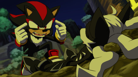 angry anthro black_body cheek_tuft chest_tuft clothing duo eyes_closed facial_tuft footwear gesture gloves hair hand_gesture handwear lying male markings on_back open_mouth pointing pointing_at_self red_eyes red_markings shoes tuft white_cheeks white_hair white_markings joeadok image_comics invincible_(image_comics) sega sonic_forces sonic_the_hedgehog_(series) think_mark_think! infinite_(sonic) shadow_the_hedgehog canid canine canis eulipotyphlan hedgehog jackal mammal crossover meme