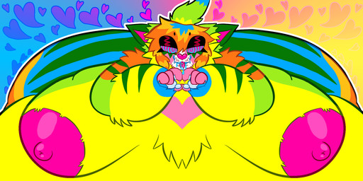 ambiguous_gender anthro belly big_breasts big_butt big_nipples blobby bodily_fluids breasts butt double_chin drooling facial_hair fat_arms fat_belly female forked_tongue heart_nose heart_symbol hypnosis hypnotic_eyes intelligence_loss mind_control morbidly_obese nipples obese overweight puffy_nipples saliva solo sparklefur stripes tongue luckyfractal777 dragon_smoking_weed canid canine canis coyote mammal hi_res