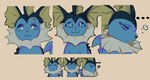 ambiguous_gender cross-popping_vein expressions feral simple_background smile solo tan_background bloowolfy nintendo pokemon eeveelution generation_1_pokemon pokemon_(species) vaporeon