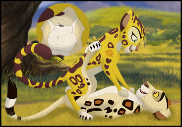 balls bodily_fluids duo erection female female_penetrated feral fur genital_fluids genitals male male/female male_penetrating male_penetrating_female markings outside penetration penile penis sex spots spotted_body spotted_fur vaginal vulva whiskers kaion disney the_lion_guard the_lion_king badili fuli cheetah felid feline leopard mammal pantherine hi_res