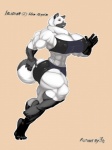 abs anthro biceps big_breasts bottomwear breasts clothing female fur muscular muscular_anthro muscular_female running shorts solo tail tomboy white_body white_fur ffuffle iridium canid canine canis mammal wolf