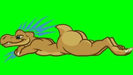 anthro butt looking_at_viewer lying male nude on_front quills_(anatomy) short_tail simple_background smile solo tail tail_motion tailwag teeth yellow_body mukihyena halo_(series) microsoft xbox_game_studios kiggy alien kig-yar ruuhtian scalie 16:9 2d_animation animated digital_media_(artwork) widescreen