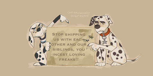 black_spots collar collar_tag female feral fur male markings red_collar simple_background spots spotted_body spotted_fur star_collar_tag tan_background white_body white_fur catfishambassador 101_dalmatian_street 101_dalmatians disney dolly_(101_dalmatians) dylan_(101_dalmatians) canid canine canis dalmatian domestic_dog mammal digital_media_(artwork)