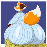 anthro big_butt black_nose blue_background blue_clothing blue_pajamas brick brick_wall butt cheek_tuft clothed clothing dipstick_tail facial_tuft fur gloves_(marking) head_tuft huge_butt looking_at_viewer looking_back male markings orange_body orange_eyes orange_fur overweight overweight_anthro overweight_male pajamas pattern_clothing simple_background sitting slightly_chubby smile solo striped_clothing stripes tail tail_markings thick_thighs tuft wall_(structure) white_body white_fur bloocherrypie marc_the_fox_(character) canid canine fox mammal 1:1 absurd_res hi_res