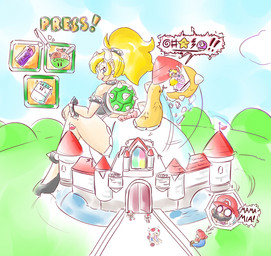 big_diaper blonde_hair blue_eyes bottle bracelet bridge broken_wall building butt castle clothed clothing cloud collar container crown diaper dress ear_piercing ear_ring facial_hair female flag footwear fungus gameplay_mechanics giga_bowsette_meme grass grawlixes group hair headgear high_heels hill horn horrified italian jewelry kidnapping legwear macro male moat mushroom_castle_(super_mario_64) mustache open_mouth piercing plant pointy_ears ponytail power-up prehensile_tail presenting presenting_hindquarters profanity ring_piercing scales shell shoes sitting sitting_on_ground speech_bubble spiked_bracelet spiked_collar spiked_shell spikes spikes_(anatomy) stained_glass stone_wall stylus super_crown tail text tower wall_(structure) water rfswitched bowsette_meme mario_bros nintendo super_smash_bros. giga_bowser mario princess_peach elemental_creature fungi_fauna human koopa mammal red_toad scalie toad_(mario) meme