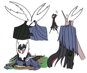 ambiguous_gender anthro black_cloak black_clothing black_tail blush blush_lines cloak clothing envy exclamation_point grass grey_cloak grey_clothing hug kissing loose_feather lying lying_on_top map nail on_front plant question_mark quill red_tail shocked tail boopie hollow_knight_(franchise) team_cherry grimmchild_(hollow_knight) hollow_knight_(character) the_knight_(hollow_knight) arthropod insect vessel_(species) absurd_res hi_res sibling_(lore)