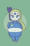 2020 2d_animation animated belly belly_expansion belly_inflation big_belly black_hair_accessory blue_clothing blue_eyes blue_gem blue_tracksuit bo-the-sno breasts clothed clothing dancing digital_media_(artwork) expansion female flat_colors forehead_gem front_view gem generation_5_pokemon green_background green_hair hair hand_on_hip huge_belly humanoid inflation inflation_fetish legendary_pokemon looking_at_viewer loop meloetta meloetta_(aria_form) navel nintendo not_furry one_eye_closed open_mouth pokemon pokemon_(species) short_playtime simple_background solo swaying_hips thick_thighs tight_clothing tracksuit white_body wink winking_at_viewer zipper