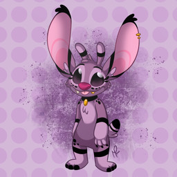 3_toes ambiguous_gender antennae_(anatomy) black_claws blep chest_tuft claws collar collar_only cute_fangs dipstick_tail dotted_background ear_piercing ear_tuft eyelashes facial_spots fangs featureless_crotch feet finger_claws fur gloves_(marking) gold_(metal) gold_tooth inner_ear_fluff leg_markings looking_at_viewer markings multicolored_antennae nude pattern_background piercing purple_background purple_body purple_eyes purple_fur purple_inner_ear_fluff purple_nose semi-anthro short_tail simple_background smile socks_(marking) solo standing tail tail_markings teeth toes tongue tongue_out tuft thejinxedlinx disney lilo_and_stitch fan_character jinx_(experiment_676) alien experiment_(lilo_and_stitch) 1:1 2022 digital_drawing_(artwork) digital_media_(artwork) hi_res female_(lore)