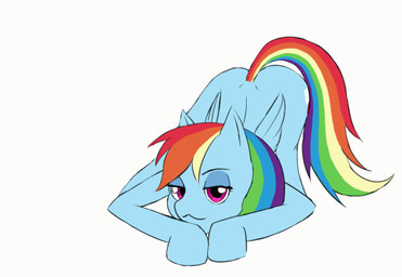 bedroom_eyes blue_body cutie_mark feathered_wings feathers female feral folded_wings hair half-closed_eyes looking_at_viewer multicolored_hair narrowed_eyes pink_eyes rainbow_hair seductive simple_background smile solo white_background wings zackthedraq friendship_is_magic hasbro my_little_pony mythology rainbow_dash_(mlp) equid equine mammal mythological_creature mythological_equine pegasus animated animated_gif digital_media_(artwork) loop short_playtime
