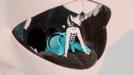 anthro balls black_flesh black_tongue duo fur genitals immenent_vore male male/male mouth_shot multicolored_body multicolored_fur open_mouth penis teeth tongue tongue_out vore kris-kawaii x_(kris-kawaii) lagomorph leporid mammal rabbit animated