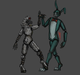 accessory analog_horror anthro bell bell_collar black_face blue_body bow_ribbon breasts buckteeth collar dancing duo featureless_breasts featureless_crotch female flower flower_in_hair fur hair hair_accessory hooves horror_(theme) machine male male/female metal plant romantic romantic_couple rust teeth white_body white_fur erkellam the_walten_files bon_(twf) sha_(twf) animatronic bovid caprine lagomorph leporid mammal rabbit robot sheep absurd_res hi_res