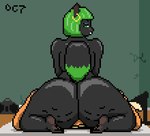 anthro big_butt black_body black_fur boom_box butt cellulite dominant dominant_female duo ear_piercing ear_ring facesitting female fur green_body green_fur grinding_on_face male male/female mattress piercing ring_piercing sitting_on_another oystercatcher7 joey_(oystercatcher7) squigga deer mammal rodent sciurid tree_squirrel animated digital_media_(artwork) low_res pixel_(artwork) pixel_animation short_playtime