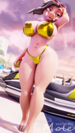 anthro apple beach big_breasts bikini boat breasts clothed clothing eyewear female food fruit glasses gold_(metal) gold_apple gold_bikini gold_jewelry hair hooves jewelry piercing plant solo swimwear tusks two-piece_swimsuit vehicle watercraft manwiththemole flapcats_(modeler) mayosplash_(modeler) microsoft minecraft mojang xbox_game_studios aurelina_piglin domestic_pig mammal piglin suid suine sus_(pig) 3d_(artwork) 9:16 digital_media_(artwork) hi_res