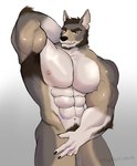 5_fingers abs anthro beard biceps biped claws facial_hair fingers humanoid_hands male muscular muscular_anthro muscular_male nipples nude pecs pink_nipples solo triceps vajtheunholy echo_(series) echo_project the_smoke_room william_adler canid canine canis coyote mammal 2022 colored hi_res