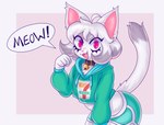 anthro blush blush_lines bottomwear clothed clothing cropped_hoodie cute_fangs dialogue dolphin_shorts fangs female female_anthro flat_chested fur hair kemono looking_at_viewer meow meowing open_mouth paw_pose pose short_hair shorts solo speech_bubble tail teeth text tongue robosylveon 7-eleven robo_(robosylveon) domestic_cat felid feline felis mammal 2021 digital_media_(artwork) english_text