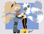 anthro armwear big_breasts blush bodily_fluids boots bottomwear breasts brown_body brown_skin chest_tuft clothing detached_sleeves duo eyes_closed female female/female fingerless_gloves flat_chested footwear fur gloves grey_body grey_fur grey_mouth hair hand_holding handwear kissing knee_pads long_tail nervous nervous_sweat open_mouth pants ponytail shirt shoes sweat tail tail_motion tailwag tongue tongue_out topwear tuft white_body white_fur yellow_body yellow_fur havoczo idw_publishing sega sonic_the_hedgehog_(comics) sonic_the_hedgehog_(idw) sonic_the_hedgehog_(series) tangle_the_lemur whisper_the_wolf canid canine canis lemur mammal primate strepsirrhine wolf 2024 absurd_res hi_res signature
