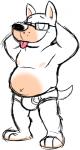 anthro barefoot biped briefs briefs_only bulge clothed clothing eyewear feet glasses male navel overweight overweight_anthro overweight_male solo standing tighty_whities topless underwear underwear_only white_briefs white_clothing white_underwear goronic doug_(goronic) bull_terrier canid canine canis domestic_dog hunting_dog mammal terrier digital_media_(artwork) full-length_portrait portrait