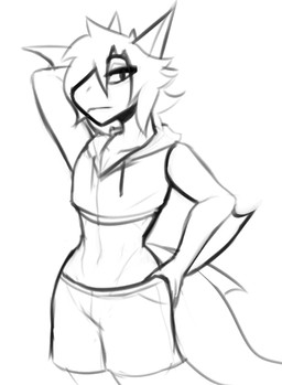 anthro arm_fin bottomwear clothed clothed_anthro clothed_male clothing cropped_hoodie fin hair hand_behind_head hand_on_hip looking_at_viewer male male_anthro medium_hair midriff pointy_ears shark_tail shorts simple_background solo tail tail_fin white_background rifykoh len_(rifykoh) aquatic fish mammal shark black_and_white digital_drawing_(artwork) digital_media_(artwork) monochrome sketch