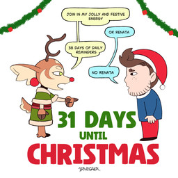 anthro antlers christmas_clothing christmas_headwear clothing dialogue duo eyebrows eyelashes female freckled_face freckles gesture green_eyes hand_gesture hat headgear headwear holidays horn long_eyelashes male open_mouth pointing santa_hat tan_body text drawligator christmas ok_mario_100_dollars_no_mario renata_(drawligator) deer human mammal new_world_deer reindeer 1:1 2025 english_text hi_res meme