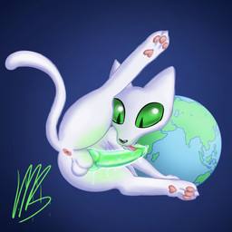 anus autofellatio balls feral genitals globe glowing glowing_genitalia glowing_penis green_eyes green_penis male masturbation oral oral_masturbation penile penile_masturbation penis planet simple_background slime solo white_body maulnarch_blooderfly conspiracy_catz alien domestic_cat felid feline felis mammal 1:1 hi_res