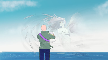 anthro ashes biped bottomwear clothed clothed_human clothed_male clothing cloud day denim denim_bottomwear denim_clothing duo elbow_feathers feathered_wings feathers female fingers green_clothing green_jacket green_topwear grey_body grey_feathers grey_hair hair holding_object humanoid_hands jacket jeans long_hair looking_at_another male male/female nude nude_anthro nude_female orange_eyes outside pants rear_view sea sky smile spread_wings standing topwear urn water wind wings areloch cavemanon_studios goodbye_volcano_high ko_op_(game_developer) snoot_game anon_(snoot_game) fang_(gvh) ghost human mammal prehistoric_species pterodactylus pterosaur reptile scalie spirit 16:9 colored hi_res shaded widescreen