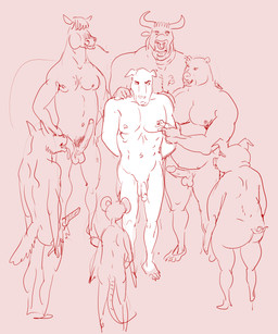 animal_genitalia animal_penis anthro ball_size_difference balls bear_ears big_penis butt equine_ears equine_genitalia equine_penis erection facial_piercing genitals group hair horn huge_penis imminent_gangbang imminent_group_sex knot knotted_penis licking licking_lips male male/male mouse_ears mouse_tail nipple_fetish nipple_play nose_piercing nose_ring penis penis_size_difference piercing pig_ears pig_nose pigtails ring_piercing tongue tongue_out wolf_ears wolf_tail furronika bear bovid bovine canid canine canis cattle domestic_dog domestic_pig equid equine horse mammal mouse murid murine rodent suid suine sus_(pig) wolf 5:6 hi_res sketch