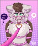 anthro arms_tied bdsm biped bondage bound breath brown_hair cheek_tuft collar ears_down facial_tuft femboy fluffy good_boy green_eyes hair harness heart_symbol leash male offscreen_character panting pet_praise pink_collar pink_leash pink_nose pink_rope pivoted_ears praise restraints rope rope_bondage solo submissive submissive_male tongue tongue_out tuft dazzlingdisco kylie_(kyliebobile) domestic_ferret mammal mustelid musteline true_musteline weasel 2022 hi_res