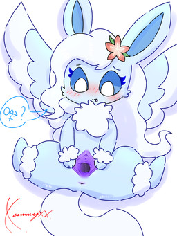anus arm_tuft black_nose blue_body blue_ears blue_eyes blue_fur blue_inner_ear blush bodily_fluids eyelashes female feral fur gender_symbol gender_symbol_penetration genital_fluids genitals gracidea_flower hair humanoid_genitalia humanoid_genitalia_on_feral humanoid_vulva humanoid_vulva_on_feral leg_tuft lewd_symbolism long_hair long_tail looking_down multicolored_body multicolored_fur neck_tuft open_mouth purple_anus purple_vulva simple_background solo spread_legs spread_vulva spreading symbol tail talking_to_viewer tuft two_tone_body two_tone_fur vaginal_fluids vulva white_background white_body white_fur white_hair white_tail wings conditional_dnp xammyxx mythology nintendo pokemon princess_sammie dragon eevee generation_1_pokemon hybrid kirin mythological_creature mythological_scalie pokemon_(species) scalie 2026 3:4 digital_media_(artwork) hi_res ibispaint_(artwork) shaded signature watermark