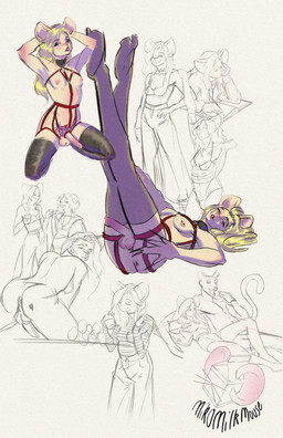 balls breasts cleavage clothed clothing eating fully_clothed genitals gynomorph hair intersex nipple_piercing nipples nude open_mouth penis piercing reading solo milkmouse_miko hannah_(milkmouse_miko) humanoid mammal mouse murid murine rodent absurd_res hi_res multiple_scenes sketch_page trans_(lore) trans_woman_(lore)