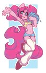 anthro anthrofied big_hands bottomwear clothing female footwear fur hair hotpants legwear long_hair pink_body pink_fur pink_hair pom_poms pose shorts socks solo thigh_highs thigh_socks tolsticot friendship_is_magic hasbro my_little_pony pinkie_pie_(mlp) earth_pony equid equine horse mammal pony 2023