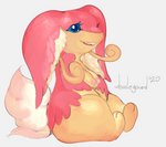 breasts female semi-anthro sitting solo whalegourd nintendo pokemon audino generation_5_pokemon pokemon_(species) 2020