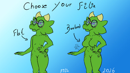 anthro big_breasts breasts duo eyelashes eyewear featureless_breasts featureless_chest female flat_chested freckled_face freckled_hips freckled_legs freckled_shoulders freckles glasses green_body long_eyelashes scale_freckles scales year filiaflaminis filia_viridiana_flaminis kobold scalie 16:9 4k absurd_res hi_res signature widescreen
