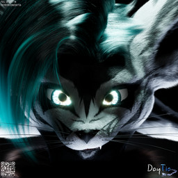 accessory anthro black_body black_fur black_nose blue_eyes eye_contact fur hair_accessory looking_at_another looking_at_viewer pose posed simple_background white_body white_fur andy_avalox daytia c4d rexouium 1:1 3d_(artwork) cinema_4d_(artwork) digital_media_(artwork) hi_res portrait