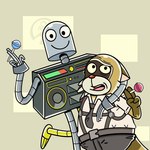 anthro bottomwear brown_body candy clothing dessert duo food grey_body hug lollipop machine male necktie pants shirt slightly_chubby suspenders topwear fictionist12 robot_dreams rascal_(robot_dreams) robot_(robot_dreams) mammal procyonid raccoon robot 1:1 2024 hi_res