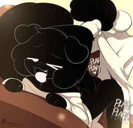 anthro anthro_penetrated black_body bodily_fluids duo female human_on_anthro human_penetrating human_penetrating_anthro interspecies male male/female penetration penile penile_penetration plap saliva sex tongue tongue_out vaginal vaginal_penetration puppysnackz puppysnackz_(character) canid canine canis domestic_dog human mammal hi_res