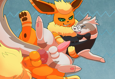 2_toes 3_toes anal anal_penetration animal_genitalia animal_penis anus ball_size_difference balls big_balls big_ears big_penis big_tail black_bow_tie black_eyebrows black_nose blue_background blue_sclera bow_tie brown_body brown_fur brown_inner_ear brown_markings brown_pawpads butt butt_markings canine_genitalia canine_penis claws clothed clothed/nude clothing dipstick_ears dominant dominant_male duo ear_markings ears_up eyebrows eyewear fangs feet feral feral_on_feral feral_penetrated feral_penetrating feral_penetrating_feral fluffy fluffy_tail from_behind_position fur genitals glasses green_eyes grey_butt grey_sclera head_tuft jacket knot larger_dom larger_male leg_markings looking_down looking_pleasured lying male male/male male_penetrated male_penetrating male_penetrating_male markings multicolored_body multicolored_ears multicolored_fur nude on_side open_mouth orange_balls orange_body orange_butt orange_fur orange_head orange_paws pawpads paws penetration penis penis_size_difference perineum pink_penis quadruped raised_paw red_knot red_penis ringed_eyes sex simple_background size_difference small_ears smaller_male smaller_penetrated smile socks_(marking) stripes submissive submissive_male tail tapering_penis teeth toes tongue topwear tuft two_tone_body two_tone_fur vest yellow_markings yellow_paws yellow_stripes yellow_tuft sallandril nintendo pokemon cappy_(cappyowo) fan_character vovo eeveelution flareon generation_1_pokemon generation_3_pokemon linoone pokemon_(species) 2020 absurd_res digital_media_(artwork) hi_res