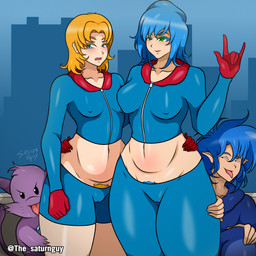 4_fingers 5_fingers anthro arm_around_waist bangs beady_eyes bent_arm bent_leg black_eyes blonde_eyebrows blonde_eyelashes blonde_hair blonde_pubes blue_bottomwear blue_clothing blue_eyebrows blue_eyelashes blue_eyes blue_hoodie blue_jacket blue_pants blue_pubes blue_shorts blue_sky blue_topwear blush bottomwear breast_squish breasts breasts_frottage brown_clothing brown_footwear brown_shoes camel_toe cheek_tuft chest_gem city city_background clothed clothed_female clothed_human clothed_humanoid clothed_male clothing collarbone crouching devious_grin eyebrows eyelashes facial_tuft female female_human fingers fist footwear fully_clothed fully_clothed_female fully_clothed_human fully_clothed_humanoid fully_clothed_male fur furrowed_eyebrows gem genital_outline gesture gloves green_eyes group hair hand_gesture hand_on_hip hand_on_leg hand_on_thigh handwear happy hoodie humanoid_pointy_ears ily_sign jacket larger_female larger_human larger_humanoid larger_male light long_ears long_hair long_tail looking_at_viewer male male_anthro male_humanoid markings medium_breasts medium_hair narrowed_eyes nipple_outline not_furry_focus nude_anthro nude_male open_mouth open_smile outside pants pink_tongue pointy_ears pube_peek pubes purple_body purple_fur purple_tail red_clothing red_gloves red_handwear sapphire_(gem) shoes shorts size_difference sky small_breasts small_nose smaller_anthro smaller_female smaller_human smaller_male smile smiling_at_viewer squint squish standing straight_legs tail tan_body tan_skin text thick_thighs tongue tongue_out topwear tuft vulva_outline whisker_markings zipper thesaturnguy kappa_mikey gonard_(kappa_mikey) guano_(kappa_mikey) lily_(kappa_mikey) mitsuki_(kappa_mikey) human humanoid mammal unknown_species 1:1 2024 artist_name colored digital_drawing_(artwork) digital_media_(artwork) english_description hi_res lighting shaded