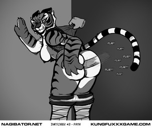 against_surface against_wall anal anal_penetration annoyed anthro anus big_breasts black_stripes bottomwear bottomwear_down breasts clothed clothing disembodied_hand disembodied_penis duo exposed_breasts eyelashes female genitals looking_back male male/female markings muscular muscular_female nipples panties panties_down pants pants_down partially_clothed penetration penis rear_view sound_effects striped_markings striped_tail stripes tail tail_markings text thick_thighs underwear underwear_down vulva wide_hips nagibator dreamworks kung_fu_panda master_tigress felid mammal pantherine tiger hi_res monochrome url