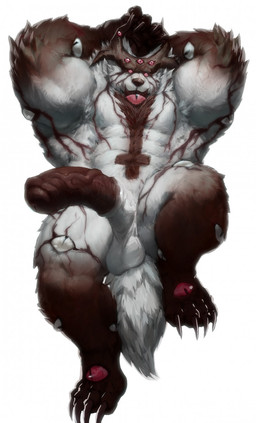 animal_genitalia animal_penis anthro balls barazoku big_muscles brown_body brown_fur brown_horn brown_penis equine_genitalia equine_penis erection front_view fur genitals horn huge_muscles looking_at_viewer male male_anthro multi_eye muscular muscular_anthro muscular_male nude penis pink_eyes pupils simple_background slit_pupils solo unusual_anatomy unusual_eye_placement vein veiny_penis white_background white_balls white_body white_fur dust_yang species_request hi_res